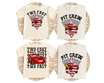 Camiseta de cumpleaños para niño con diseño de dos coches de alta velocidad del 95, camiseta familiar de cumpleaños para el equipo de boxes, sudadera de cumpleaños del Reino Mágico, regalo de cumpleaños para niño con diseño de coches