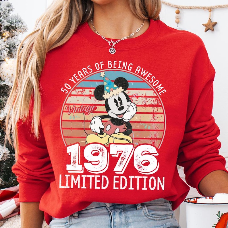 Disney Made In 1976 T-shirt, 50 Years Of Being Awesome Sweatshirt, 50th Birthday T-shirt, Custom Mickey Birthday Tee