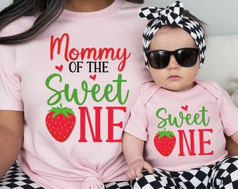 Sweet One Strawberry Birthday T-shirts, First Birthday Party Outfit