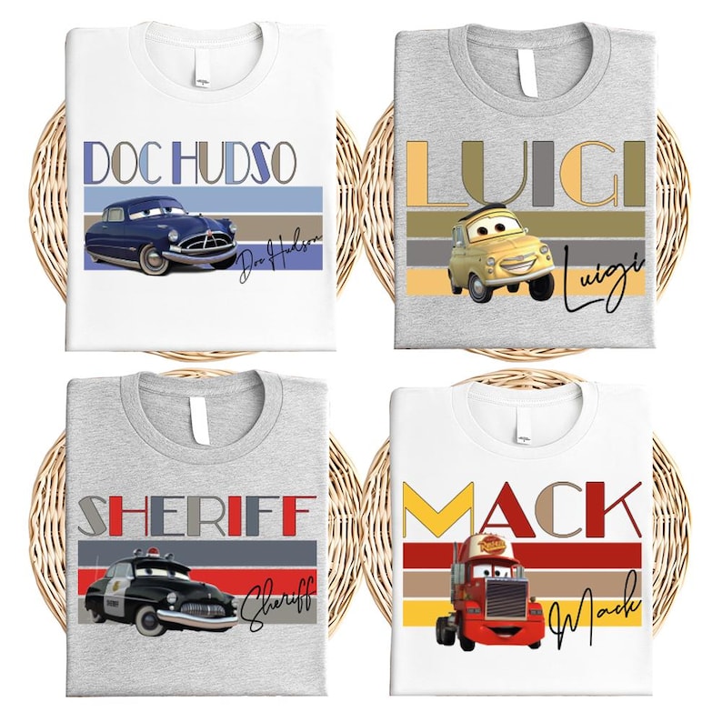 Disney Cars Characters Shirt, Lightning McQueen, Mater, Sally, Luigi, Guido, Doc Hudson, Sheriff, 2025 Disney Trip Shirt, Cars Movie Shirt