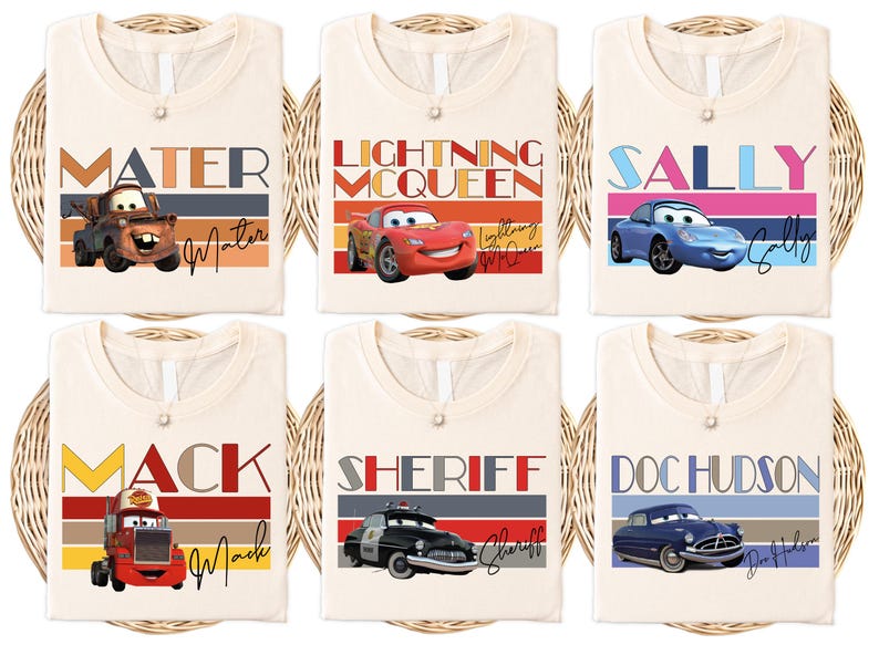 Disney Cars Characters Shirt, Lightning McQueen, Mater, Sally, Luigi, Guido, Doc Hudson, Sheriff, 2025 Disney Trip Shirt, Cars Movie Shirt