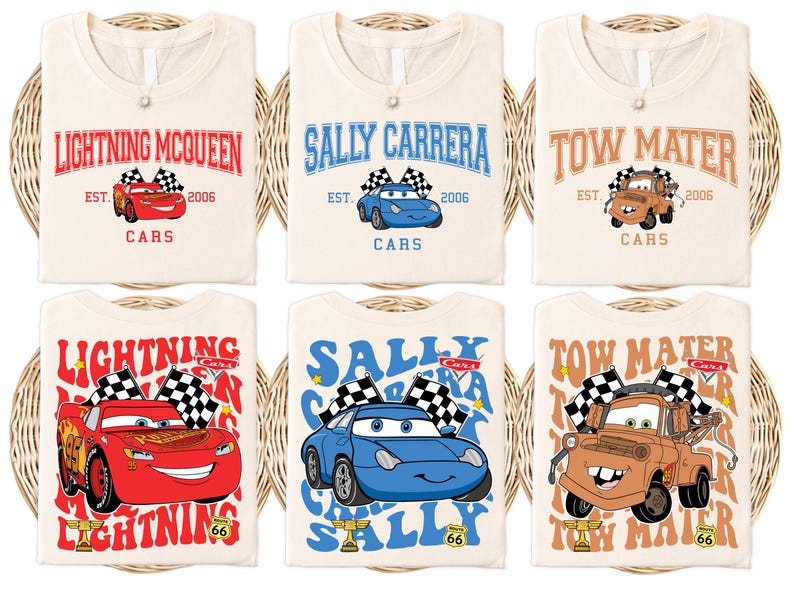 Disney Cars All Characters Shirt, Pixar McQueen T-shirt, Lightning McQueen & Tow Mater Shirt, Doc Hudson Tee, Disneyland Family Gift