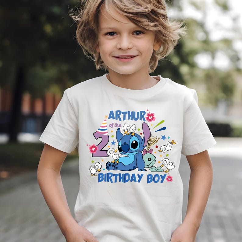 Disney Stitch Birthday Boy Shirt, Family Matching Birthday Party T-shirt, Disneyland Vacation Birthday Trip Tee