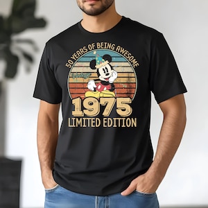 Made In 1975 50 Years Of Being Awesome Shirt, Disney 50th Birthday Gift, Custom Mickey Birthday Tee, 50th Birthday Anniversary Tees