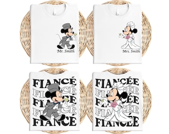 Benutzerdefinierte Verlobte und Verlobte Shirts, Maus Ohren Zukunft Braut Shirt, Bachelorette Party Shirt, neu verlobtes Geschenk für sie, Verlobung T-Shirt