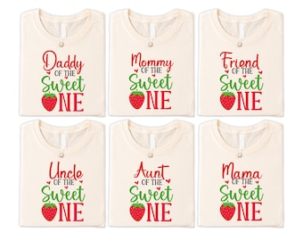 Sweet One Strawberry Family Birthday T-shirts, Birthday Girl Shirt, First Birthday Party Tees, 1'st Birthday Shirts, Birthday Party Shirt