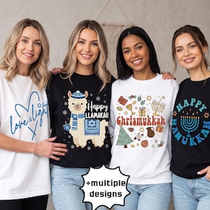 Happy Hanukkah Sweatshirt, Jewish Family Menorah Tee, Jewish Holiday Tee, Xmas Celebration
