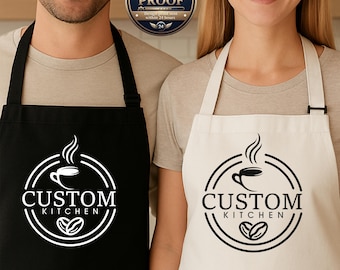 Personalized Logo Apron, Custom Text Apron, Restaurant Apron, Chef Apron, Custom Print Apron, Kitchen Apron Women and Men