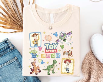 Chemise Disney Toy Story Land, t-shirt Pixar Woody Jessie Buzz l'Éclair pour enfant, t-shirt Toy Story avec ballons Mickey, chemise voyage en famille Disneyland