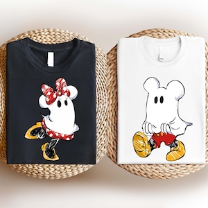 Geist Micky & Minnie Halloween Shirt, Disneyworld glückliches Halloween Paar Shirt, Disney Spooky Saison Shirt, Disney Halloween Party Shirt