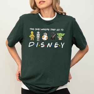 a woman wearing a t - shirt that says the one where they go to disney