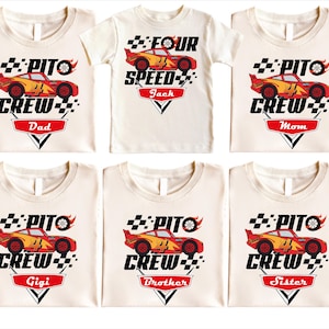 Four Speed Birthday Boy Shirt, Pit Crew Lightning McQueen Toddler Shirts, Disney Car Race Family Birthday Party Sweat, Gift for Birthday Boy