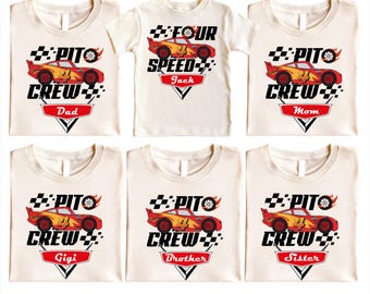 Four Speed Birthday Boy Shirt, Pit Crew Toddler Shirts, Car Race Family Birthday Party Sweat, Gift for Birthday Boy