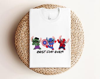 Magisches Blau Alien Superhero Best Day Ever Shirt, Kinder Stitch Avenger T-Shirt, magisches Königreich Kleinkind Held Pullover, Familienausflug T-Shirt
