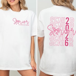 Senior 2026 Coquette Bow Shirt, Graduation Class of 2026 T-shirt, Senior Girl Tee, Senior Mom Sweater, Senior Crew Tee, Graduation 2026 Tee