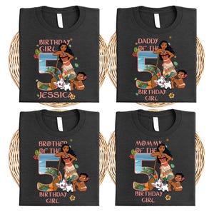 a set of four birthday shirts for a girl