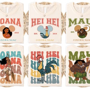 Disney Princess Moana Tee, Pua & Maui Family Matching T-Shirt, Princess Moana Group Shirts, Hei Hei Tee, Disneyland 2025 Vacation Gift