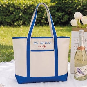 Embroidered Personalized RN Nurse Name Canvas Tote Bag ,Custom Rn Nurse Tote Bag ,Nurse Application Week, RN Gifts, Nurse Graduation Gifts