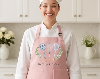 Custom Apron, Cute Name Apron, Personalized Name Apron, Personalize Apron, Chef Apron, Mom Apron, Baking Apron, Baking Gift, Chef Gift