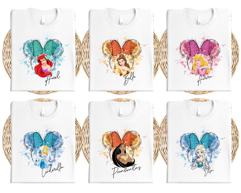 a set of four disney princess t - shirts