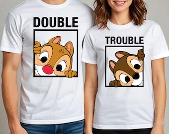 Double Trouble Chip and Dale Shirt, Magical Kingdom Couple Matching Shirts, Fantasy Land Family Sweater, Theme Park Trip Tee