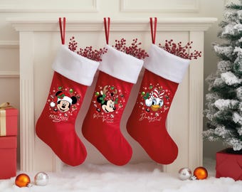 Mouse Ears Christmas Stocking, Custom Magical Kingdom Xmas Stockings, Fantasy Land Home Decoration