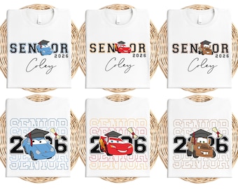 Disney Cars Senior 2026 T-shirt, Lightening McQueen Graduate Tee, Disneyland Graduation Trip Sweatshirt, Class of 2026 Disney Vacation Shirt