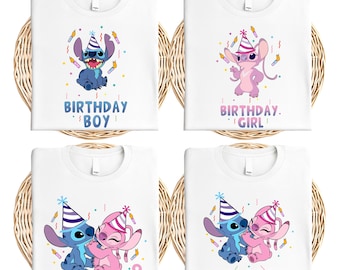 Disney Stitch and Angel Birthday Shirt, Disney Custom Birthday Boy Shirt, Disney Birthday Girl Tee, Disney Family Birthday Vacation Shirt
