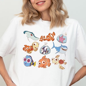 Finding Nemo and Friends Shirt, Retro Nemo Characters Tee, Nemo & Dory Shirt, Pixar Crush and Squirt Shirt, Disneyland Family Vacation Shirt