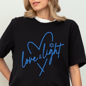 Love & Light Jewish Shirt, Happy Hanukkah Shirt, Hanukkah Dinner Shirt,  Hanukkah Latke Shirt, Menorah Chanukah Tee, Jewish Sweatshirt