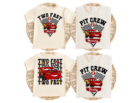 Two Fast McQueen Birthday Boy Tee, Pit Crew Birthday Family T-shirt, Lightning McQueen Birthday Sweatshirt, Disney Cars Birthday Boy Gift