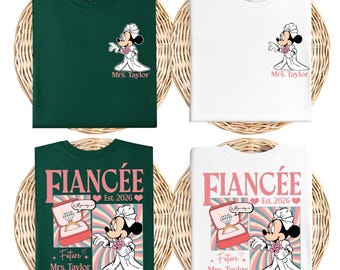 Camiseta personalizada "Futura Sra." Mágica, Camiseta de novia con orejas de ratón, Camiseta para despedida de soltera en el Reino Mágico, Camiseta de regalo para recién comprometidas.