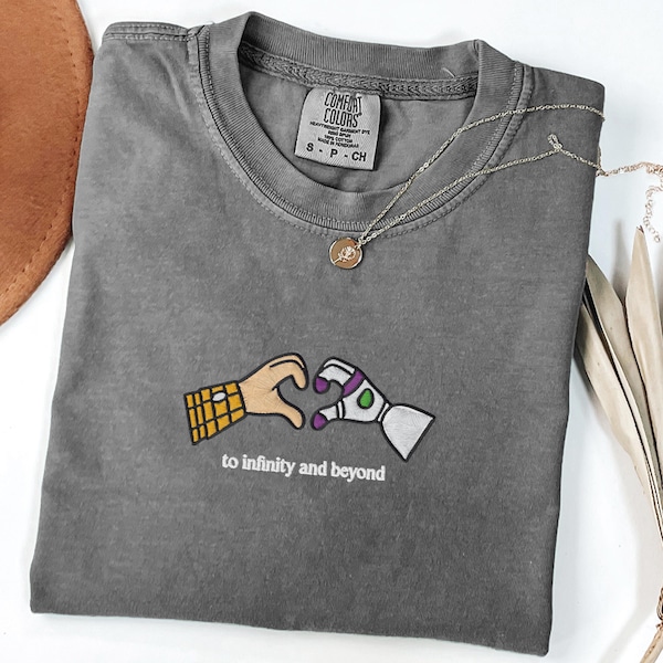 EMBROIDERED To Infinity and Beyond Comfort Colors® Shirt, Magical Kingdom Vacation Couple Tee