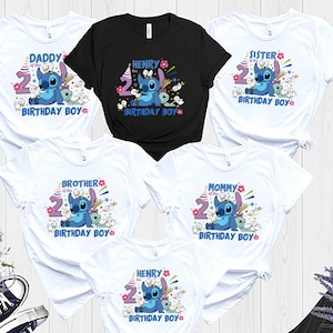 Disney Stitch Birthday Boy Family Matching Shirts, Stitch Birthday Shirt, Disneyland Birthday Trip Tee, WDW Stitch Birthday Vacation Shirt
