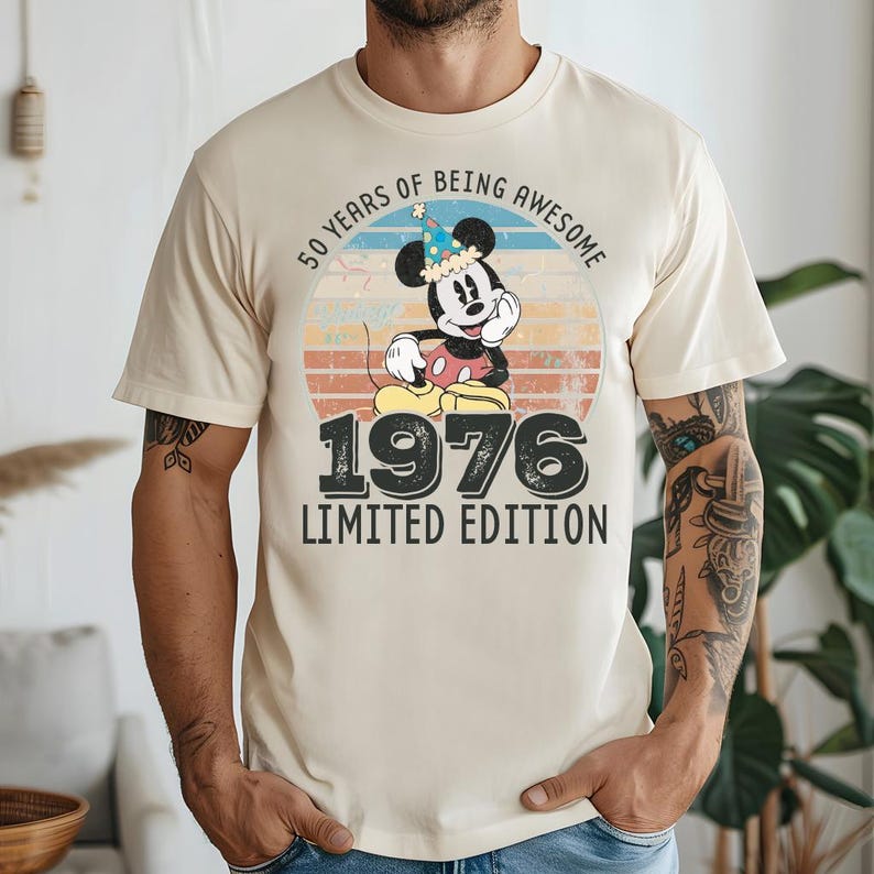 Disney Made In 1976 T-shirt, 50 Years Of Being Awesome Sweatshirt, 50th Birthday T-shirt, Custom Mickey Birthday Tee