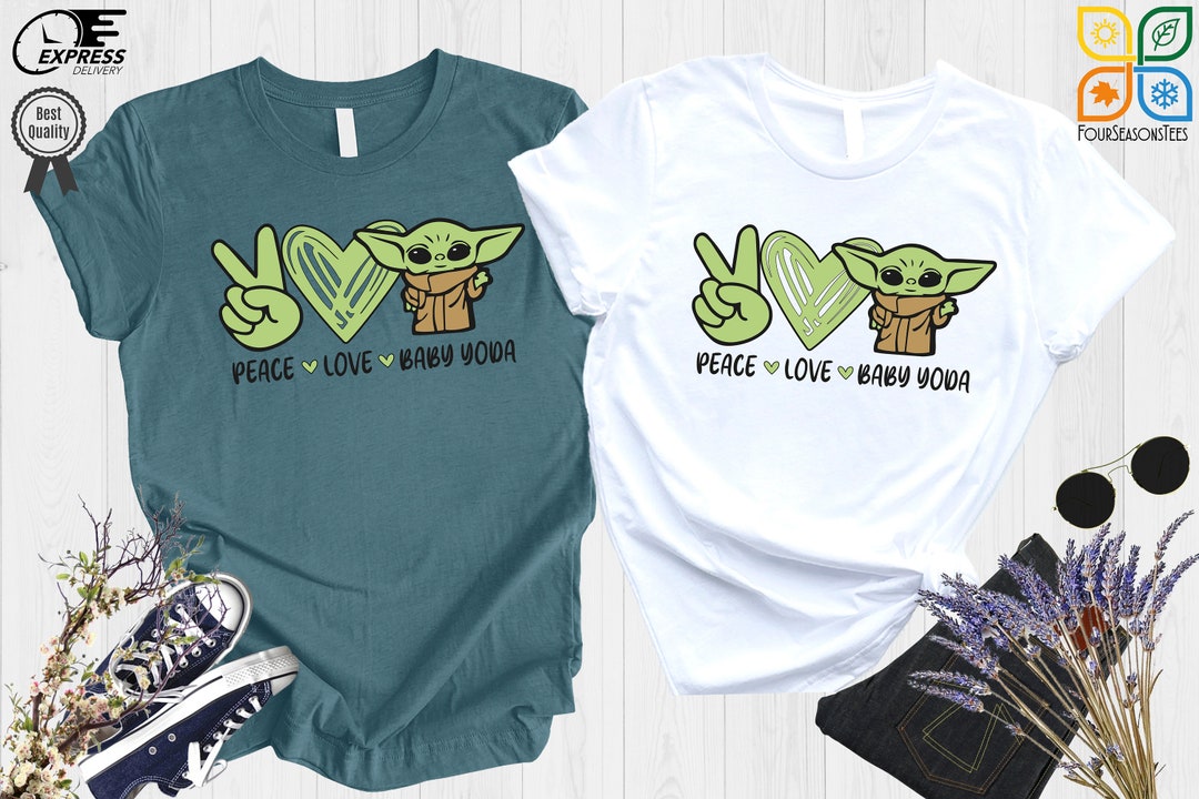 Baby Yoda Shirt Peace Love Baby Yoda Shirts Disney Baby Yoda Etsy