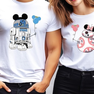 Camiseta de pareja de Disney Star Wars, camiseta de luna de miel de R2-D2 y BB-8, camiseta de la mejor pareja de la galaxia, sudadera de San Valentín de Star Wars