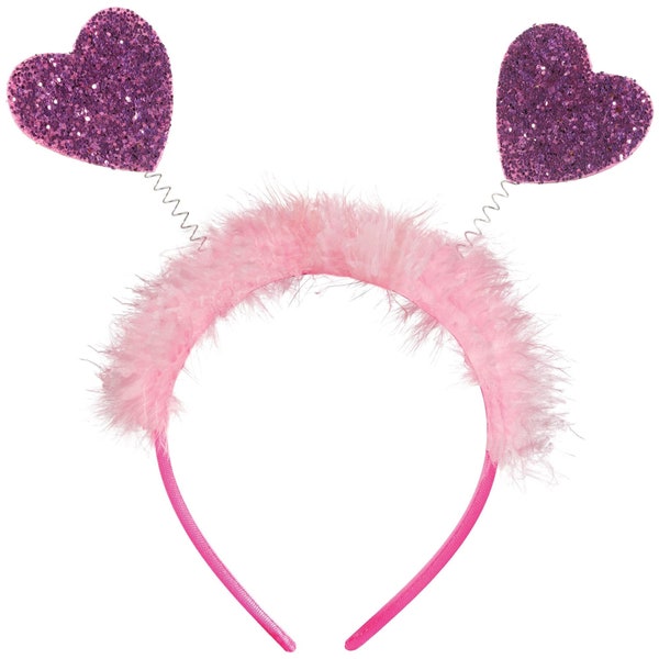 Pink Heart Headband - Valentines Day Heart Party Favor Head Boppers