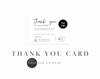 Simple Thank You Cards Business Template, Printable