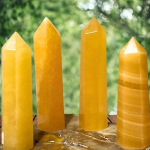 Orange Calcit Türme - Natürliche Premium Orange Calcit Punkte - Orange Kristall Obelisks - Sonnenkristalle - Solarplexus, Sakralchakra Kristall
