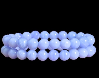 Blue Lace Agate Bracelet - Natural Premium Blue Lace Agate - Blue Lace Crystal Bracelet - 6mm - 8mm