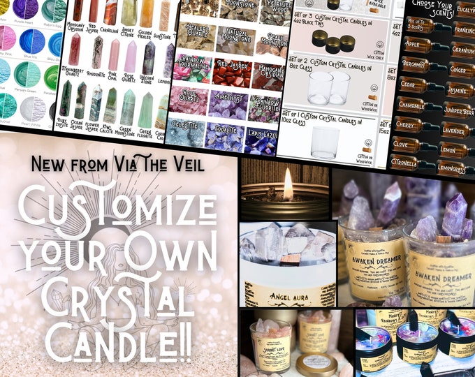 Featured listing image: Custom Crystal Candles - Personalized Candle Crystal Gifts - Made to Order Healing Intention Candles - Crystal Tower Candle - Scented - Soy