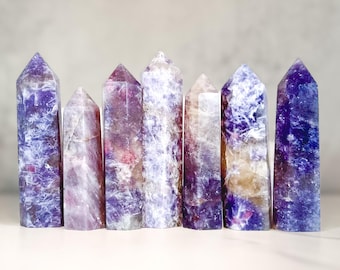Torre di cristallo Unicorn Stone: quarzo Mystic Harmony, pegmatite