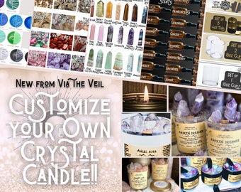 Aangepaste kristallen kaarsen - gepersonaliseerde kaarskristalgeschenken - op bestelling gemaakt Helende intentiekaarsen - Crystal Tower Candle - Geurend - Soja