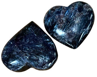 Blue Firework Stone: Arfvedsonite Crystal Heart, Tower & Bracelet Sets