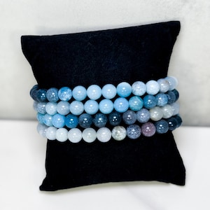 Trolleite kristallarmband: Naturlig blå ädelsten, meditationssmycken