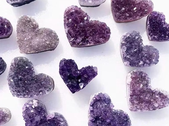 Amethyst Geode Heart: Natural Purple Crystal Heart, Small, Medium