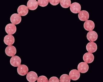 Erdbeerquarz 8 mm Perlen Armband - Natürlicher Edelstein Kristall Heilschmuck