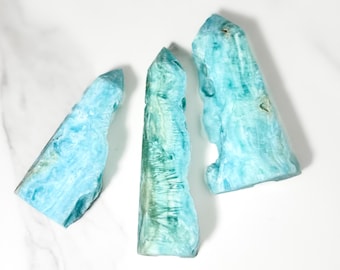 Blue Aragonite Crystal Towers: Natural Rough Stone Point
