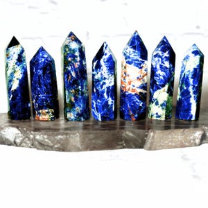 Sodalite Towers, Sodalite Crystal Obelisk, Sodalite Polished Points, Blue Sodalite Crystal, Third Eye & Throat Chakra Crystal, Blue Crystal